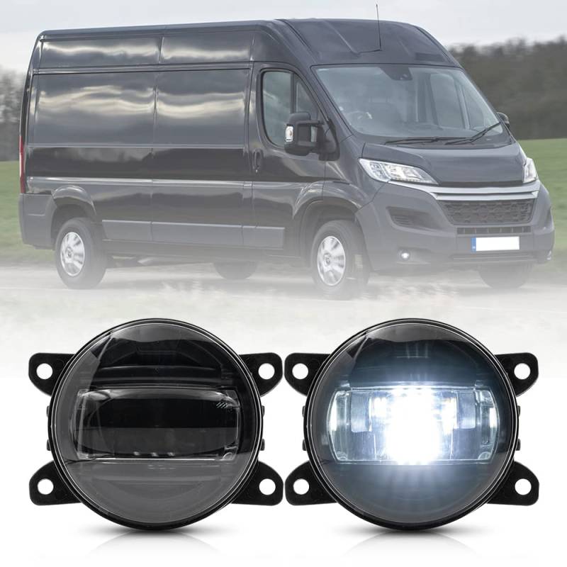 NSLUMO LED Nebelscheinwerfer für Citroen Relay F.iat Ducato Peugeot Boxer Van 2014+up Weiß 3,5 Zoll LED-Frontstoßstange Nebelscheinwerfer 2 teiliges schwarzes Len Kit von NSLUMO