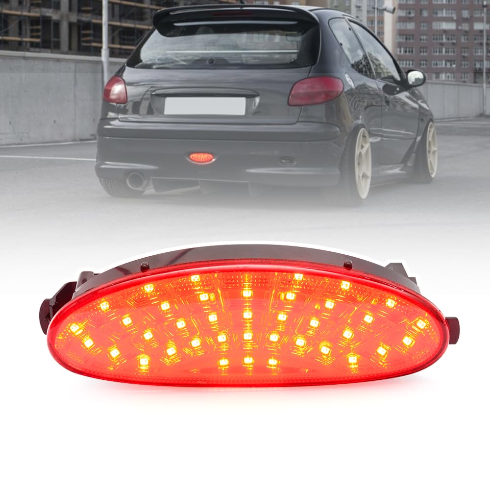 Nslumo Rote Linse rote LED-Heckstoßstange LED-Nebelscheinwerfer für Peugeot 206 206 CC 206 SW 206 GTI,Rücklicht LED-Stopp-Bremslicht OEM-Nr. 6351K5 von NSLUMO