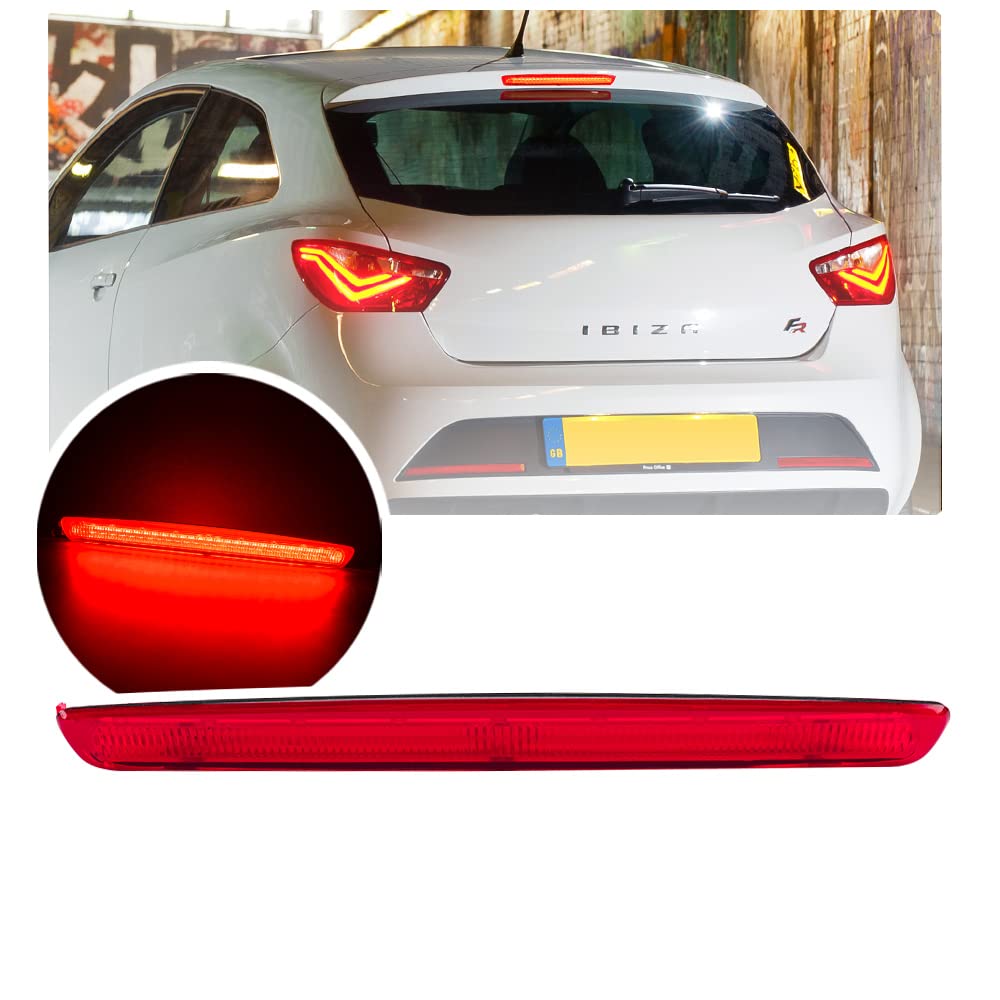 Rote Linse rote LED 3 dritte bremsleuchte fur Seat Ibiza 6J 6P Leon MK2 hinteres mittleres hoch montiertes drittes Bremslicht OEM-Nr: 6J0945097A 6J0945097B von NSLUMO