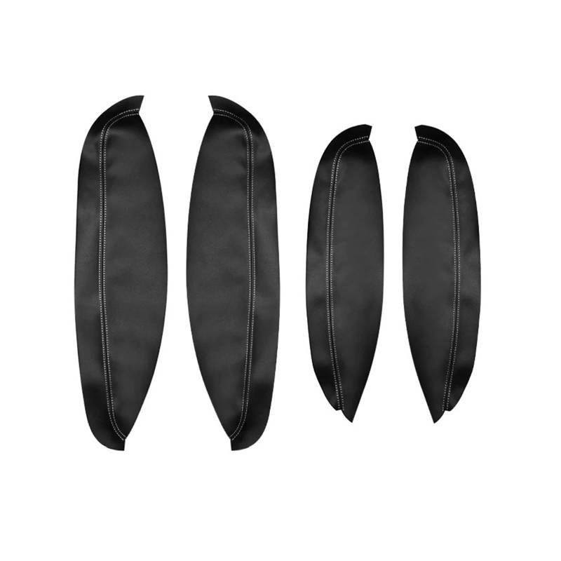 NTBLKCFR Shuogoufeng Store 4-teilige Auto-Styling-Schutzabdeckung for die Türarmlehne aus Mikrofaserleder, Seitenarmlehnenverkleidung, kompatibel mit Qashqai J10 2007–2015(Black-White line) von NTBLKCFR