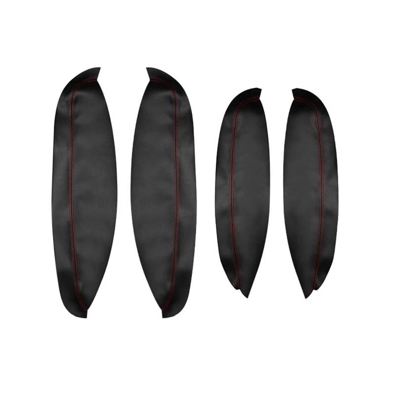 NTBLKCFR Shuogoufeng Store 4-teilige Auto-Styling-Schutzabdeckung for die Türarmlehne aus Mikrofaserleder, Seitenarmlehnenverkleidung, kompatibel mit Qashqai J10 2007–2015(Black-red line) von NTBLKCFR