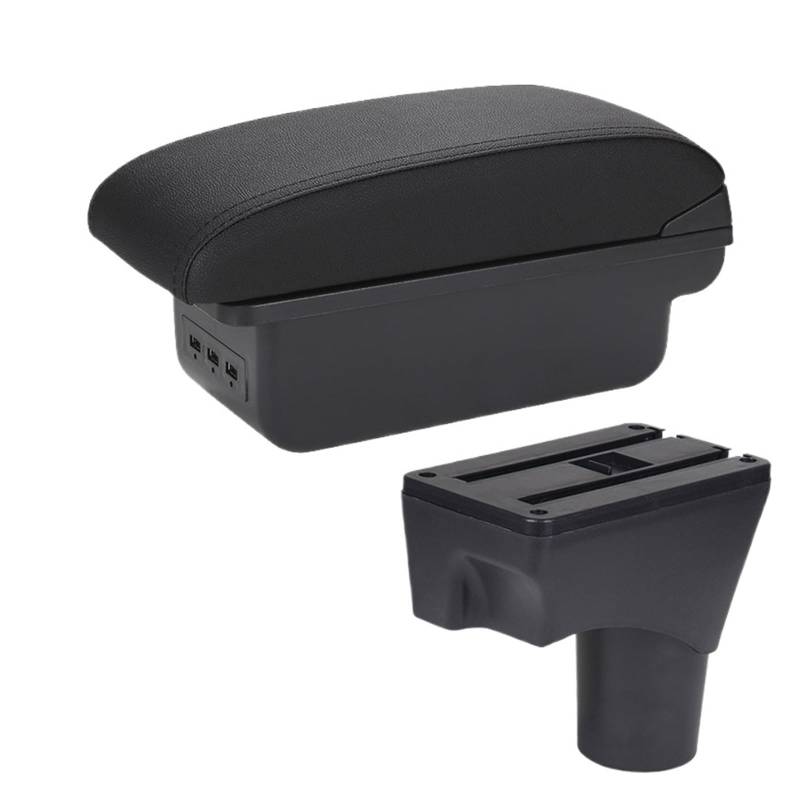 Shuogoufeng Store Kompatibel mit Sunny Armlehnenbox Kompatibel mit March Kompatibel mit Micra K13 Auto-Armlehnenarm-Aufbewahrungsbox Nachrüstteile Autozubehör 2010-2022(B2 Black line 3USB) von NTBLKCFR