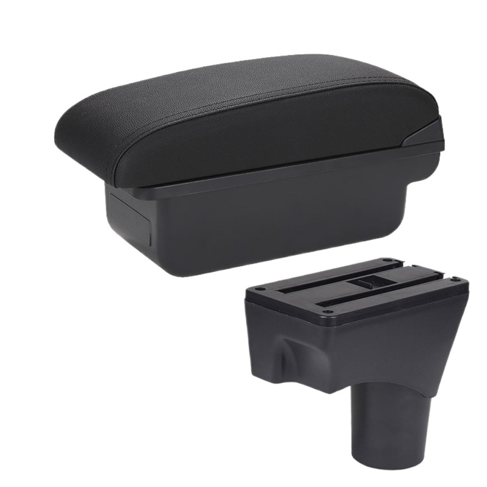 Shuogoufeng Store Kompatibel mit Sunny Armlehnenbox Kompatibel mit March Kompatibel mit Micra K13 Auto-Armlehnenarm-Aufbewahrungsbox Nachrüstteile Autozubehör 2010-2022(C2 Black line NO USB) von NTBLKCFR