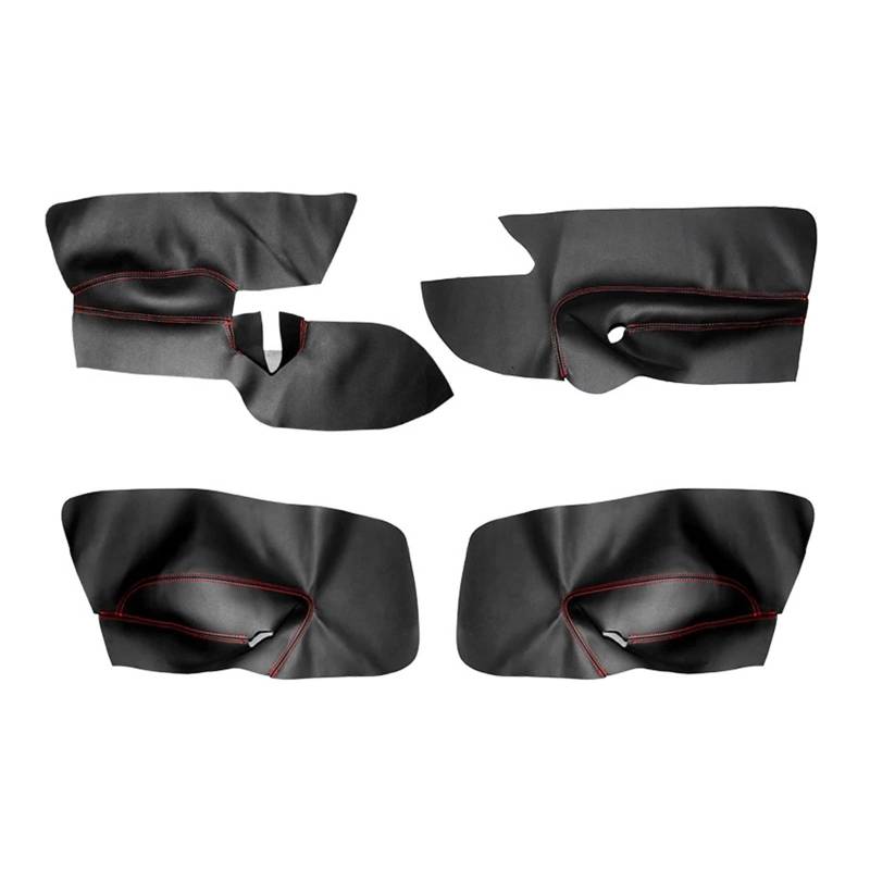 Shuogoufeng Store Türverkleidungsabdeckung aus Mikrofaserleder for Linkslenker, kompatibel mit Golf 5, kompatibel mit Jetta 2005–2009, Aufkleber for Autotür-Armlehnenverkleidung(4pcs Black-red line) von NTBLKCFR