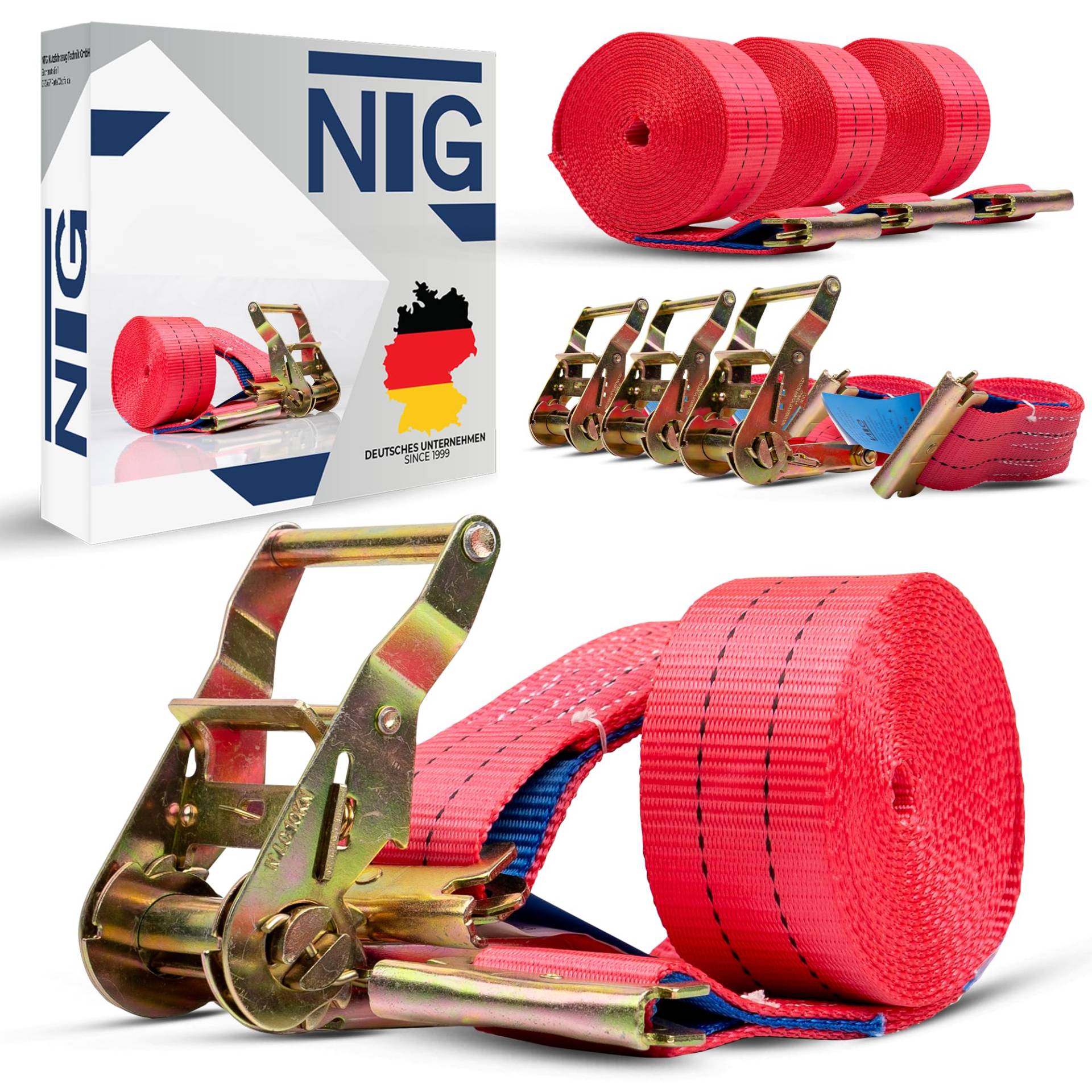 NTG 10 Stück Spanngurte für Kombi Anker Schiene mit Ratsche 2000kg | daN | 5 Meter lang |50mm breit | zweiteilig | Ratschengurt NTG 10 Stück Spanngurte für Kombi Anker Schiene mit Ratsche 2000kg | daN | 5 Meter lang |50mm breit | zweiteilig | Ratschengurt von NTG