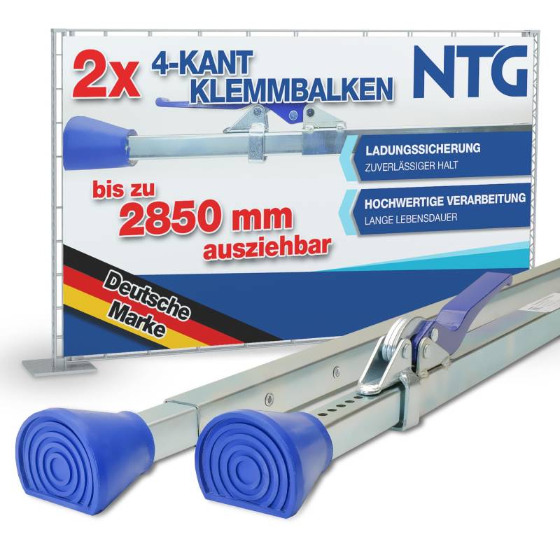 2 x 4-Kant-Klemmbalken Vierkantklemmbalken 1,88-2,85 m Ladungssicherung und Transportsicherung für PKW LKW Anhänger und Transporter von NTG