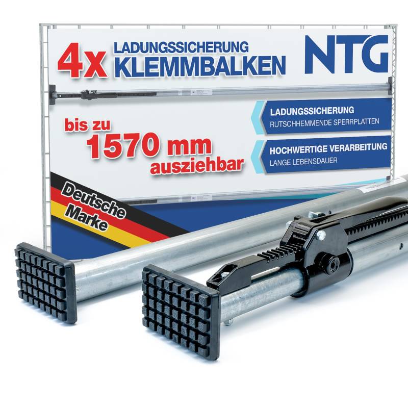 Klemmbalken Sperrbalken, Sperrlatte, Alu, 1200-1570 mm, Ladungssicherung und Transportsicherung für PKW LKW Anhänger Camper und Transporter (2) von NTG