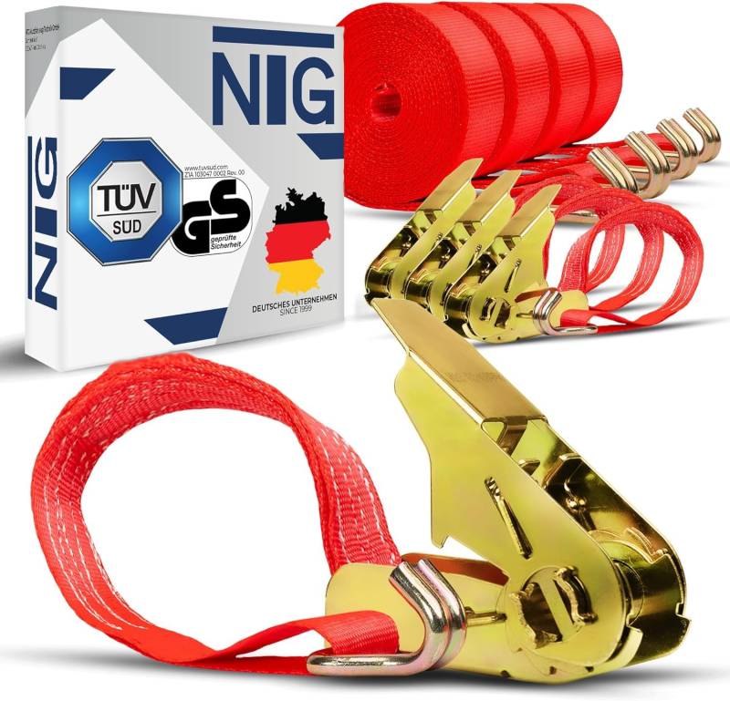NTG 10 Stück Spanngurte mit Ratsche - 6m Länge 800 kg Belastbarkeit - TÜV/GS geprüft | Sichere Ladungssicherung für Transporte | Robust und Wetterfest von NTG