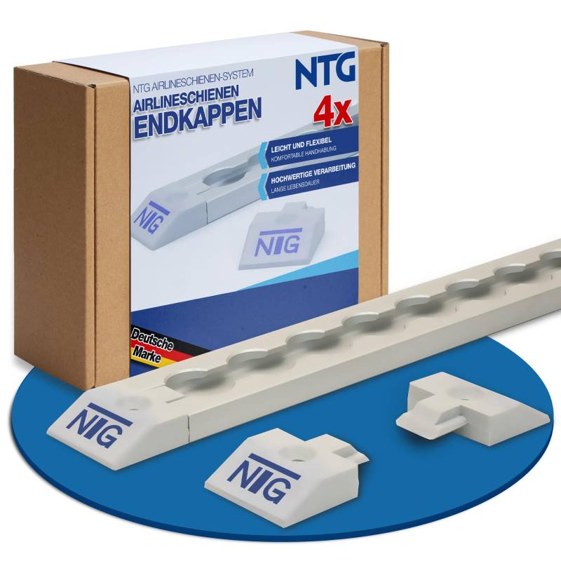NTG 4er-Set Endkappen für Airlineschienen - Zurrschien - Eckige Form aus robustem Kunststoff - Einsteckkappen für stabile Verbindungen – Ideal für Transport & Ladungssicherung von NTG
