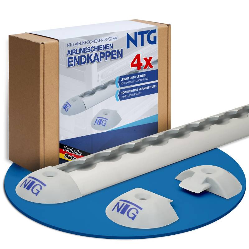 NTG 4er-Set Endkappen – Robuste Einsteckkappen aus Kunststoff für Airlineschiene & Zurrschiene – Runde Form, einfach zu montieren – Endfittinge Universell einsetzbare – Ideal für Ladungssicherung von NTG