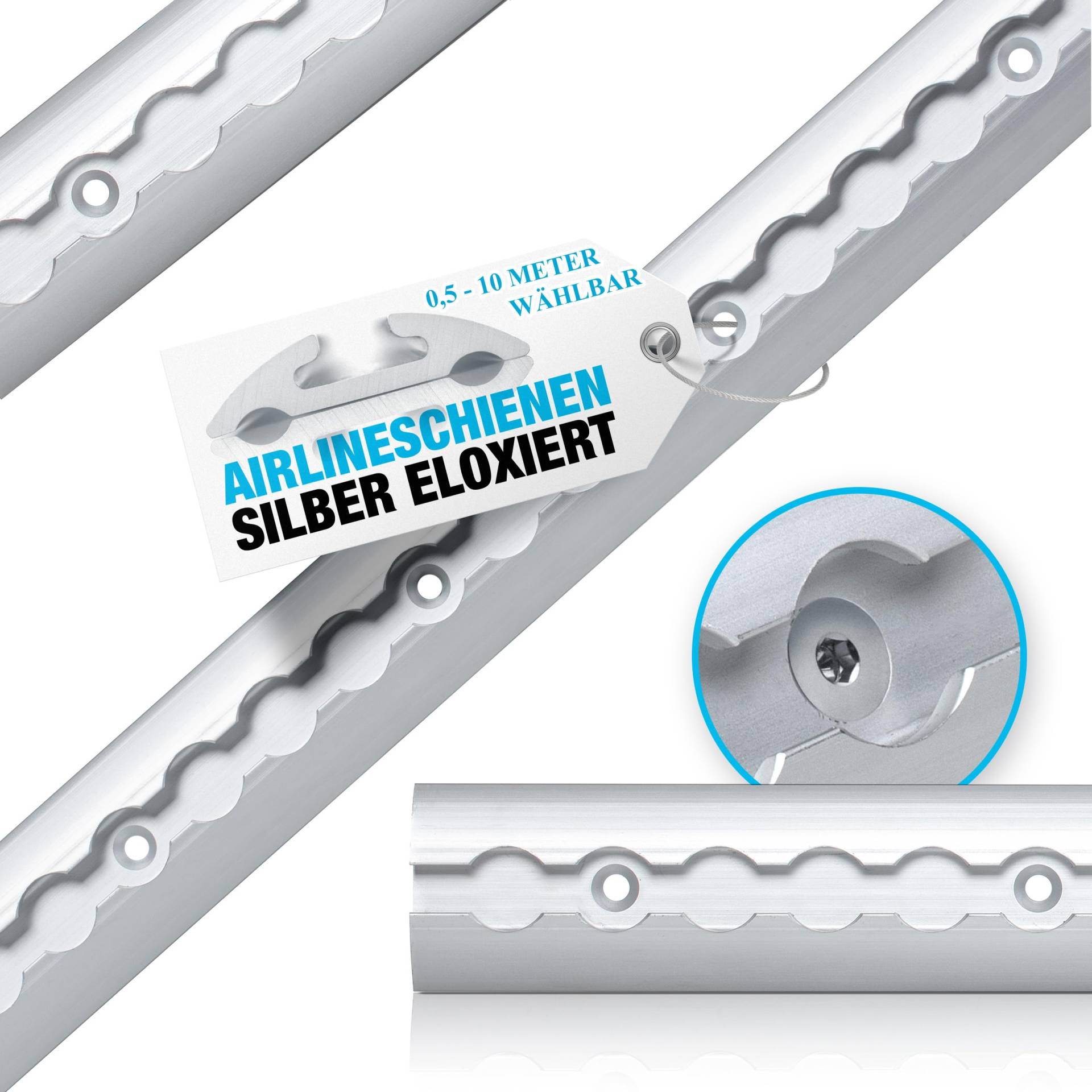 NTG Aluminium Airlineschienen Set halbrunde Form 0,5-10 Meter - Halbrunde Airlineschiene zur Ladungssicherung für LKWs und Wohnmobile - Gebohrt & Eloxiert- Zurrleiste | 2 x 1 Meter NTG Aluminium Airlineschienen Set halbrunde Form 0,5-10 Meter - Halbrunde Airlineschiene zur Ladungssicherung für LKWs und Wohnmobile - Gebohrt & Eloxiert- Zurrleiste | 2 x 1 Meter von NTG
