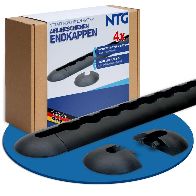 NTG Endkappe für Airlineschiene schwarz Blackline (4 Stück) | halbrunde Form | Einsteckkappe für Airlineschiene | Endkappe Airlineschiene | aus Kunststoff | Verschiedene Mengen von NTG