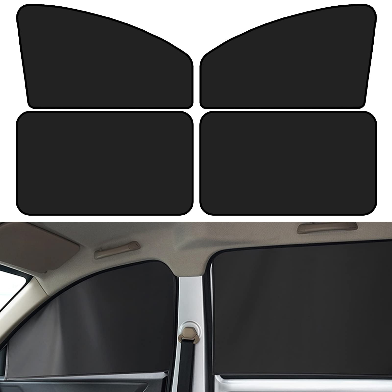 Auto-Seitenfenster-Sonnenschutz, Autofenster-Schatten mit Magneten, Autofenster-Schatten für Baby, Starke Lichtblockierung & UV-Schutz, Autofensterabdeckungen Autozubehör (doppelseitig schwarz) von NTNEV