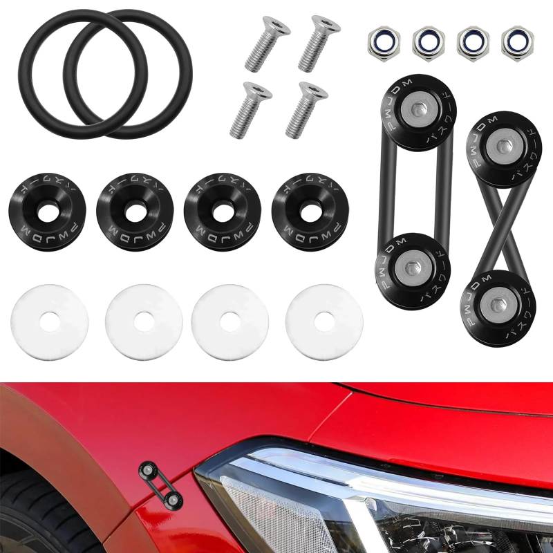 NTNEV Stoßstangen-Schnellverschluss-Set, Schnellentriegelungs-Kofferraum, Front-, Heckstoßstange, universeller Auto-Stoßfänger, Kofferraum, Kotflügel, Klappendeckel (schwarz) von NTNEV