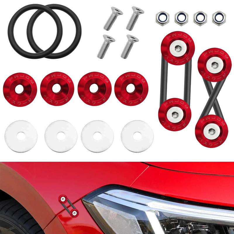 NTNEV Stoßstangen-Schnellverschluss-Set, Schnellspanner, Kofferraum, Front-, Heckstoßstange, universal, Auto-Stoßstange, Kofferraum, Kotflügel, Klappendeckel (rot) von NTNEV
