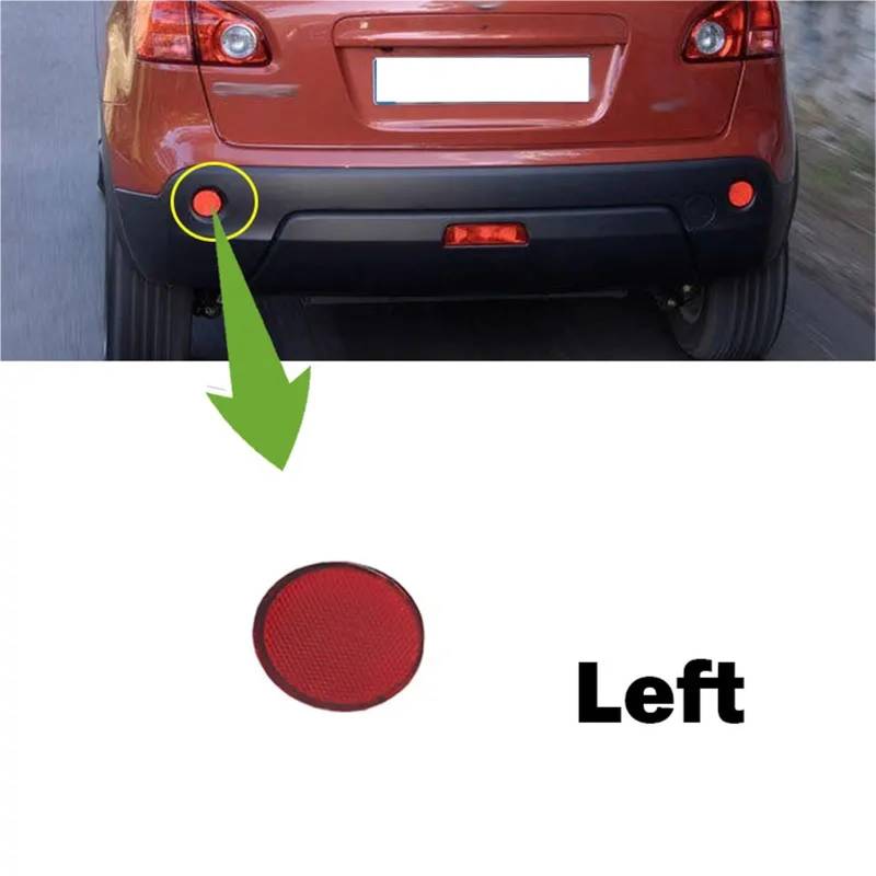 Kompatibel mit Nissan DUALIS Qashqai J10 2008 2009 2010 2011 2012 2013 2014 2015 Auto-Heckstoßstangenreflektor Nebelscheinwerfer Nebelscheinwerfer Zubehör(Left) von NTOLAMPIX