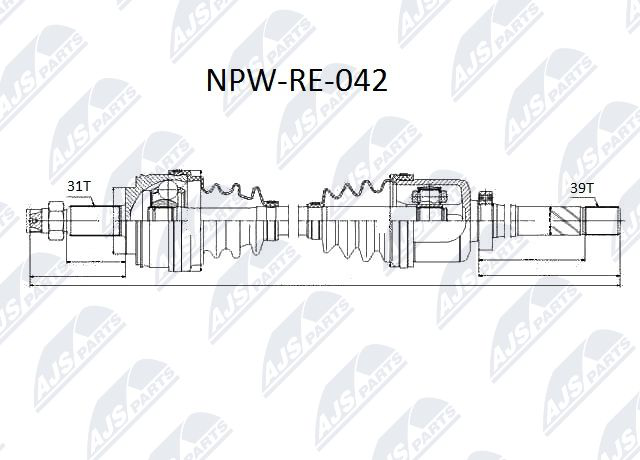 Antriebswelle Vorderachse rechts NTY NPW-RE-042 von NTY
