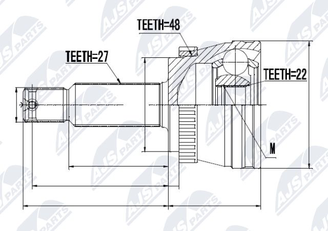 Gelenksatz, Antriebswelle Hinterachse radseitig NTY NPZ-KA-353 von NTY
