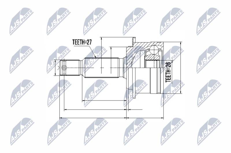 Gelenksatz, Antriebswelle Hinterachse radseitig getriebeseitig NTY NPZ-MS-060 von NTY