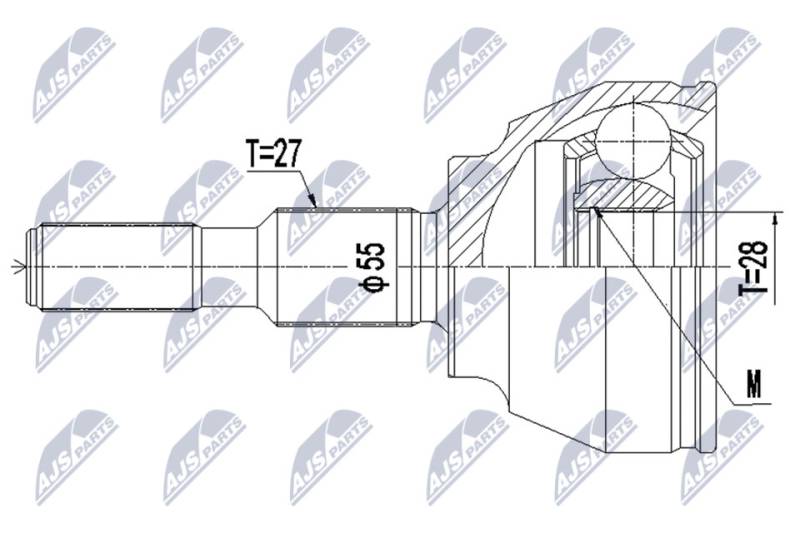 Gelenksatz, Antriebswelle Vorderachse NTY NPZ-FR-056 von NTY