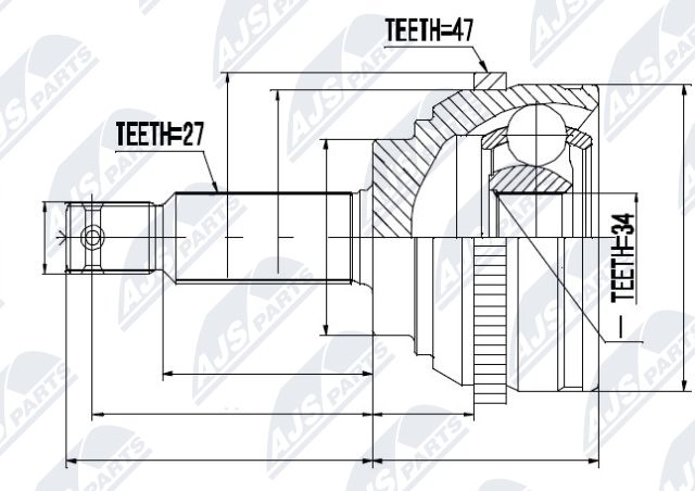 Gelenksatz, Antriebswelle Vorderachse NTY NPZ-HY-509 von NTY
