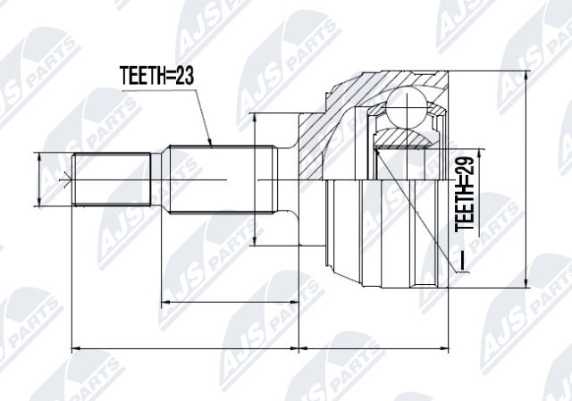 Gelenksatz, Antriebswelle Vorderachse NTY NPZ-RE-029 von NTY