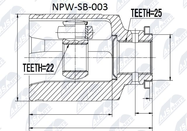 Gelenksatz, Antriebswelle Vorderachse getriebeseitig NTY NPW-SB-003 von NTY