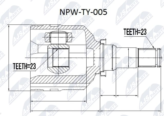 Gelenksatz, Antriebswelle Vorderachse getriebeseitig NTY NPW-TY-005 von NTY
