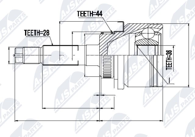 Gelenksatz, Antriebswelle Vorderachse getriebeseitig NTY NPZ-MZ-040 von NTY