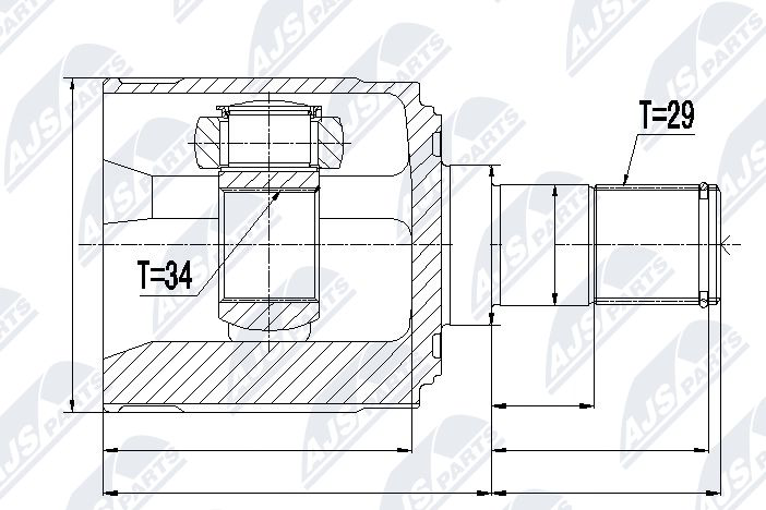 Gelenksatz, Antriebswelle Vorderachse getriebeseitig links NTY NPW-HD-018 von NTY
