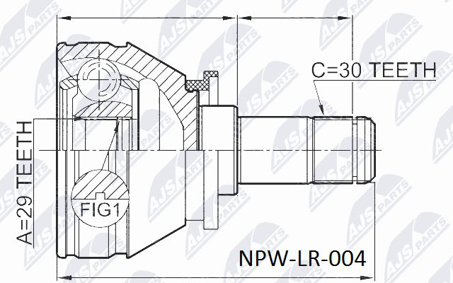 Gelenksatz, Antriebswelle Vorderachse getriebeseitig links NTY NPW-LR-004 von NTY