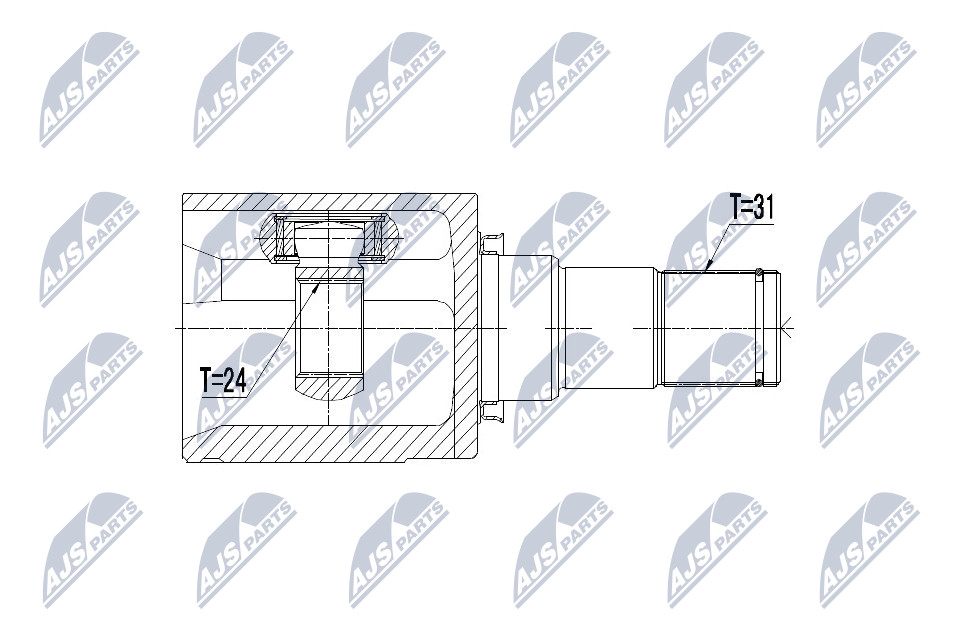Gelenksatz, Antriebswelle Vorderachse getriebeseitig links NTY NPW-MZ-049 Gelenksatz, Antriebswelle Vorderachse getriebeseitig links NTY NPW-MZ-049 von NTY