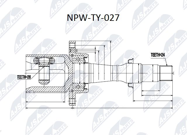 Gelenksatz, Antriebswelle Vorderachse getriebeseitig rechts NTY NPW-TY-027 Gelenksatz, Antriebswelle Vorderachse getriebeseitig rechts NTY NPW-TY-027 von NTY