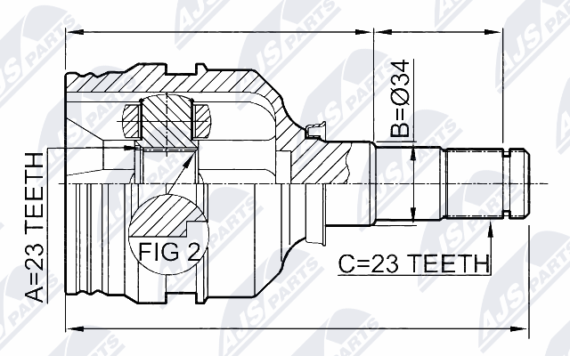 Gelenksatz, Antriebswelle Vorderachse links NTY NPW-TY-067 von NTY