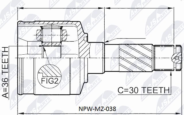 Gelenksatz, Antriebswelle Vorderachse links getriebeseitig NTY NPW-MZ-038 Gelenksatz, Antriebswelle Vorderachse links getriebeseitig NTY NPW-MZ-038 von NTY