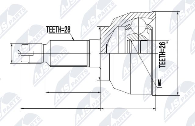 Gelenksatz, Antriebswelle Vorderachse radseitig NTY NPZ-MZ-042 von NTY