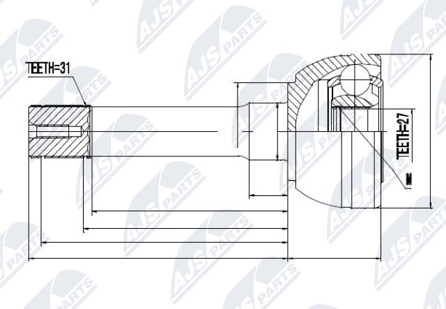 Gelenksatz, Antriebswelle Vorderachse radseitig NTY NPZ-NS-011 Gelenksatz, Antriebswelle Vorderachse radseitig NTY NPZ-NS-011 von NTY