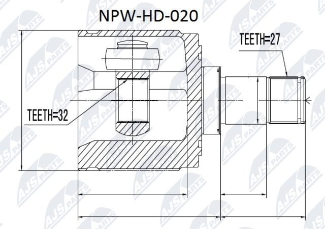 Gelenksatz, Antriebswelle Vorderachse rechts getriebeseitig NTY NPW-HD-020 von NTY