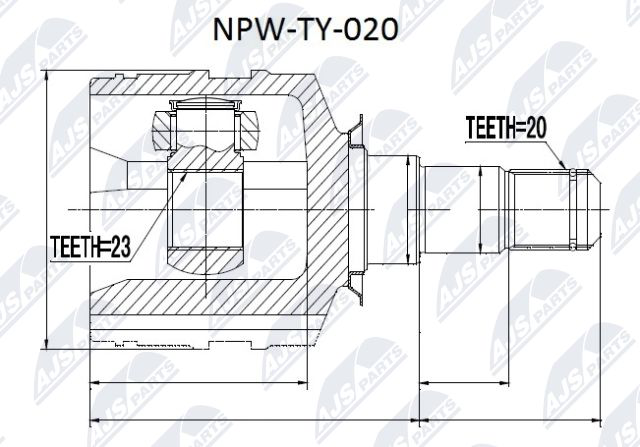 Gelenksatz, Antriebswelle Vorderachse rechts getriebeseitig NTY NPW-TY-020 Gelenksatz, Antriebswelle Vorderachse rechts getriebeseitig NTY NPW-TY-020 von NTY