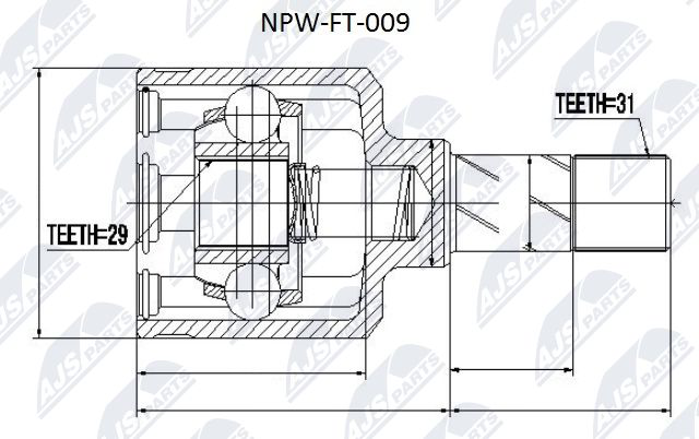 Gelenksatz, Antriebswelle getriebeseitig NTY NPW-FT-009 Gelenksatz, Antriebswelle getriebeseitig NTY NPW-FT-009 von NTY