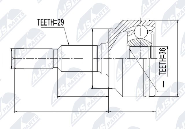 Gelenksatz, Antriebswelle radseitig NTY NPZ-CH-012 Gelenksatz, Antriebswelle radseitig NTY NPZ-CH-012 von NTY