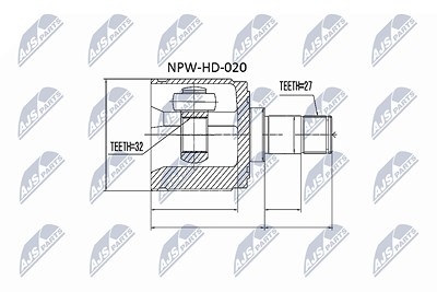 Nty Gelenksatz, Antriebswelle [Hersteller-Nr. NPW-HD-020] für Acura, Honda von NTY