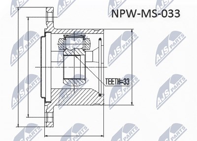 Nty Gelenksatz, Antriebswelle [Hersteller-Nr. NPW-MS-054] für Mitsubishi von NTY
