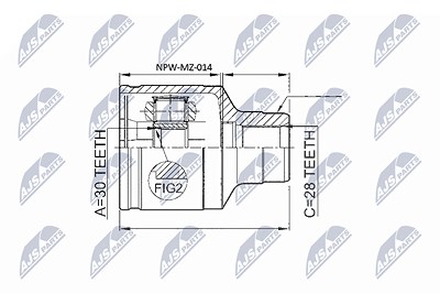 Nty Gelenksatz, Antriebswelle [Hersteller-Nr. NPW-MZ-014] für Mazda von NTY