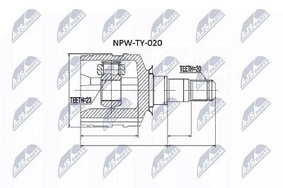 Nty Gelenksatz, Antriebswelle [Hersteller-Nr. NPW-TY-020] für Lexus, Toyota von NTY