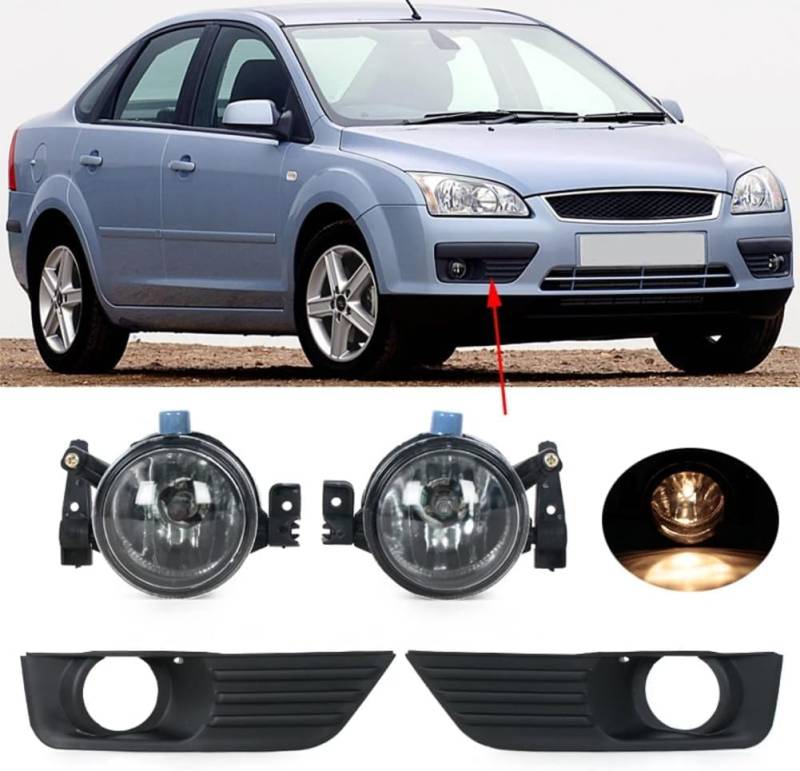 Nebelscheinwer Kompatibel Für Ford Focus MK2 II 2005 2006 2007,Vordere Nebelscheinwerfer Nebelscheinwerfer-Lichtabdeckung Frontstoßstange Autozubehör von NUGHYVS