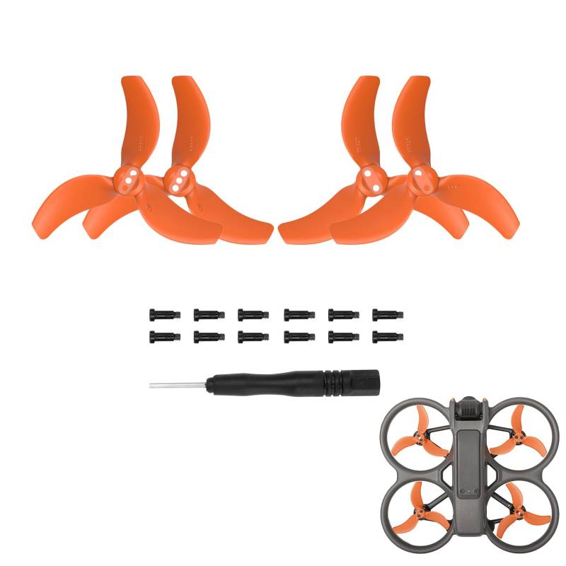 NUHFUFA 2 Paar [Orange] CW CCW Propeller, mit Schrauben und Schraubendreher Drohnenflügel Ersatzzubehör für DJI Avata 2 FPV-Drohne von NUHFUFA