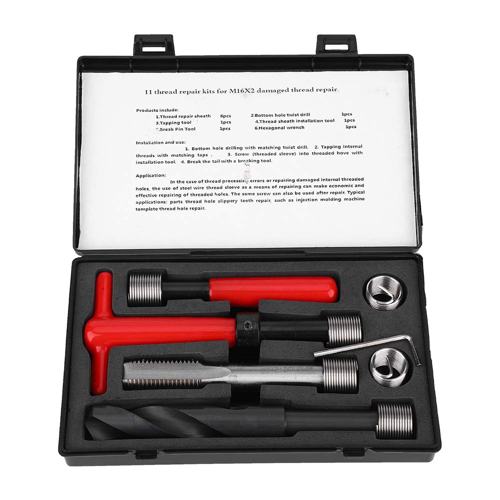 NUMNBE 11pcs Gewinde Reparaturkit Edelstahl Twisted Bohrer Tippschlüsselgewinde Einsatzwerkzeug M16X2 NUMNBE 11pcs Gewinde Reparaturkit Edelstahl Twisted Bohrer Tippschlüsselgewinde Einsatzwerkzeug M16X2 von NUMNBE