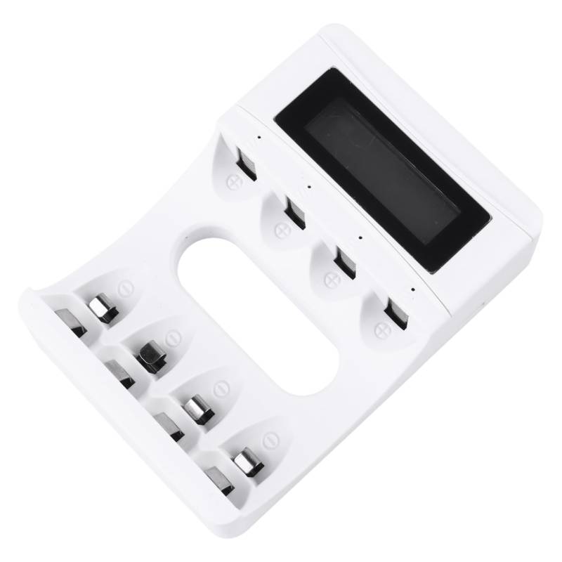 NUOBESTY Ladegeräte wiederaufladbar 18650 Ladegerät alle Werkzeug 4-Fach Akkuladegerät Ladegerät mit 4 Steckplätzen Batterieladegerät mit LCD-Display Abs Weiß von NUOBESTY