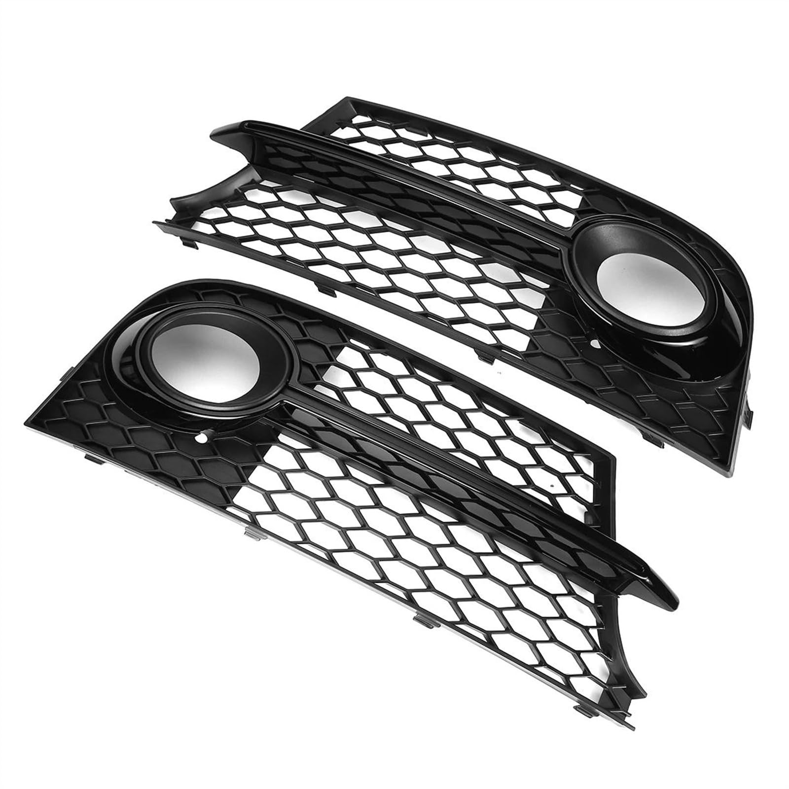 NUOSDEX Nebelscheinwerfergitter Kompatibel Mit TT MK2 TTS 2011–2014, Paar Auto-Nebelscheinwerfer-Grill-Abdeckung 8J0807682KT94, Sechskant-Frontgrill 8J0807681KT94(Glossy Black) von NUOSDEX